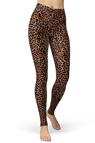 sissycos Damen Leopardenmuster Leggings Hohe Taille, Sanft Elastisch Jogginghose Strumpfhosen Lang(Vintage Leopardenmuster,XXL) von sissycos