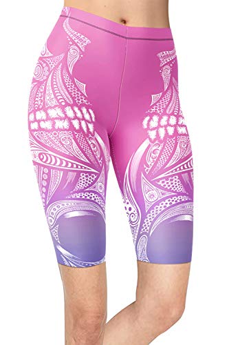 sissycos Damen Schädeldruck Kurze Leggings, Totenkopf Print 80er Jahre Radlerhose, Mädchen Artistic Coole Shorts(Farbverlaufstoner,L/XXL) von sissycos