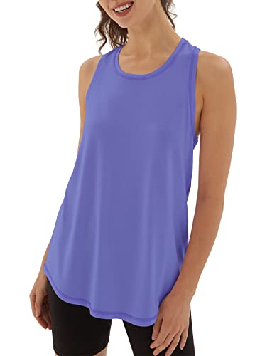 sissycos Damen Sport Tank Top Ärmellos, Sanft Racerback Shirt Rundem Ausschnitt für Fitness Yoga Beiläufig (Very Peri, L) von sissycos