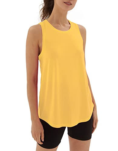 sissycos Damen Sport Tank Top Ärmellos, Sanft Racerback Shirt Rundem Ausschnitt für Fitness Yoga Beiläufig (Yolk Yellow, M) von sissycos