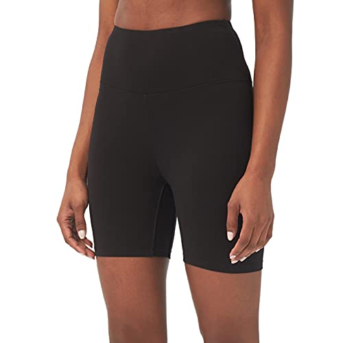 sissycos Damen Sportshorts Hohe Taille, Leggings Kurz für Fitness Gym Strumpfshort, Elastische Radlerhose Sweatpants 1/2(schwarz,L) von sissycos