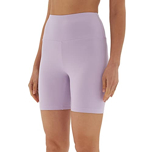 sissycos Damen Sportshorts Hohe Taille, Leggings Kurz für Fitness Gym Strumpfshort, Elastische Radlerhose Sweatpants 1/2 (Frühling lila, XL) von sissycos