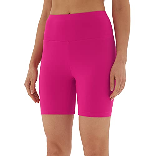 sissycos Damen Sportshorts Hohe Taille, Leggings Kurz für Fitness Gym Strumpfshort, Elastische Radlerhose Sweatpants 1/2 (Pitaya Rosa, L) von sissycos