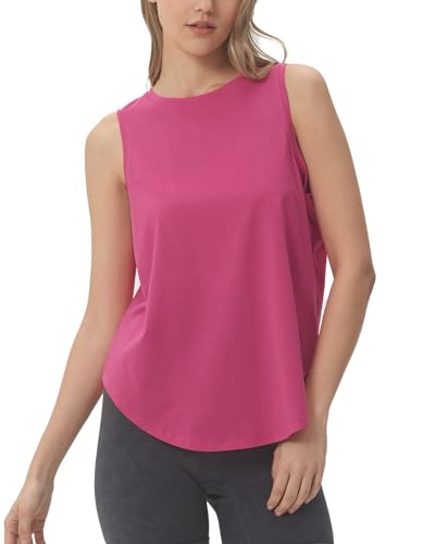 sissycos Damen sporttops locker Rundhalsausschnitt Fitness Yoga Tank Top(Magenta Rosa,M) von sissycos