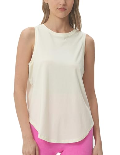 sissycos Damen sporttops locker Rundhalsausschnitt Fitness Yoga Tank Top(Perlweiß,XXL) von sissycos