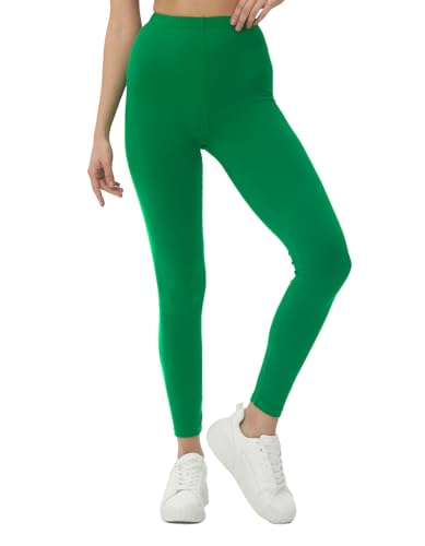 sissycos Frauen 80er Neon Leggings Pants, Butterweich dehnbar bequem Basic Solid Hosen（Irisch Grün,L） von sissycos