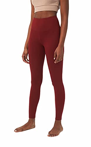 sissycos Leggings für Damen, Slim Hohe Taille Einfarbig Strumpfhose Booty mit Bauchkontrolle, Sanft Elastische Hose (M, Kastanienbraun) von sissycos