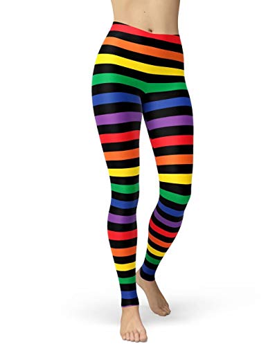 sissycos Neon Leggings Damen Strip Dot Leggings Druck Print Leggings Yoga Laufhose Mädchen Strumpfhose Fashion Stretch Lange Damen Leggins von sissycos