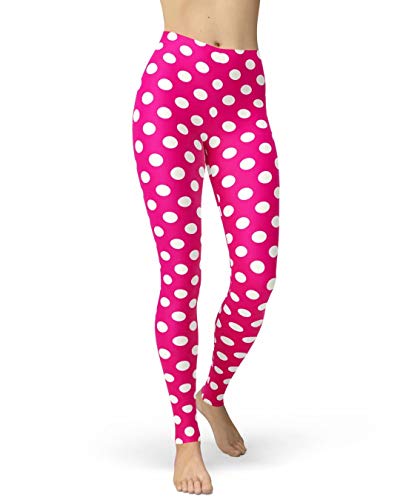 sissycos Neon Leggins Damen 80er Strip Dot Leggings L-XXL Tupfen Rosa von sissycos