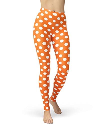 sissycos Neon Leggins Damen 80er Strip Dot Leggings S-L Tupfen Orange von sissycos