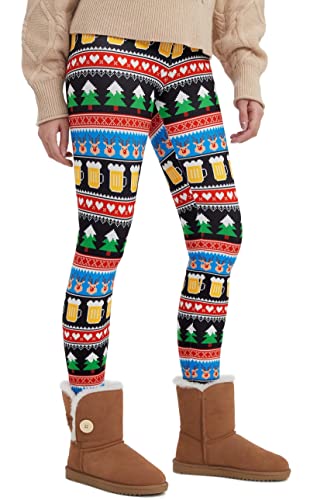 sissycos Weihnachten Crossover Leggings für Damen, 3D Druck Bunte Leggings Comic Damen Yoga Fitness Hosen Damen Drucken Sporthose, Leggings für Party(Pixel Weihnachten,XXL) von sissycos