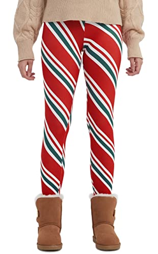 sissycos Weihnachten Crossover Leggings für Damen, 3D Druck Bunte Leggings Comic Damen Yoga Fitness Hosen Damen Drucken Sporthose, Leggings für Party(Weihnachten gestreift,M) von sissycos