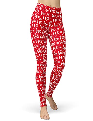 sissycos Weihnachten Leggings Damen, Interessant Party Leggin Hosen Pattern Elch und Baum, Damen (L-XXL, HO-Muster mit Schneeflocken) von sissycos