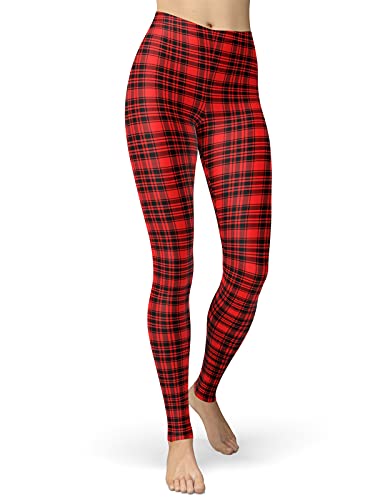 sissycos Weihnachten Leggings Damen, Interessant Party Leggin Hosen Pattern Elch und Baum, Damen (S-L, Weihnachten Rot & SchwarzSchottisch Kariert) von sissycos