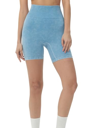 sissycos Women's 6" Nahtlose Shorts mit hoher Taille(Hafen Blau,XM/L) von sissycos