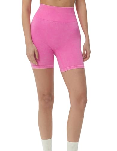 sissycos Women's 6" Nahtlose Shorts mit hoher Taille(Heißes Rosa,M/L) von sissycos