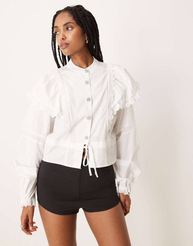 Sister Jane - Sweet Pea - Geraffte Bluse in Weiß von sister jane