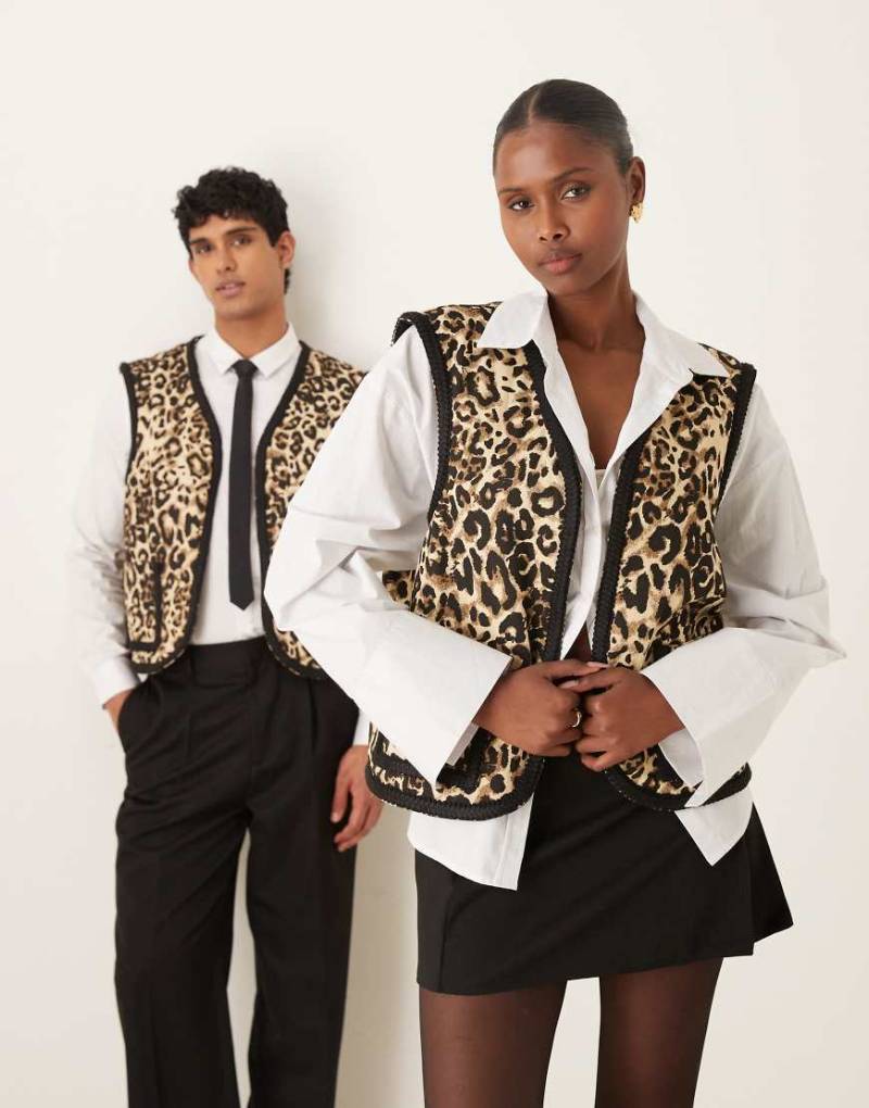 Sister Jane - Ward - Unisex-Trägertop aus reiner Baumwolle mit Leopardenmuster-Brown von sister jane