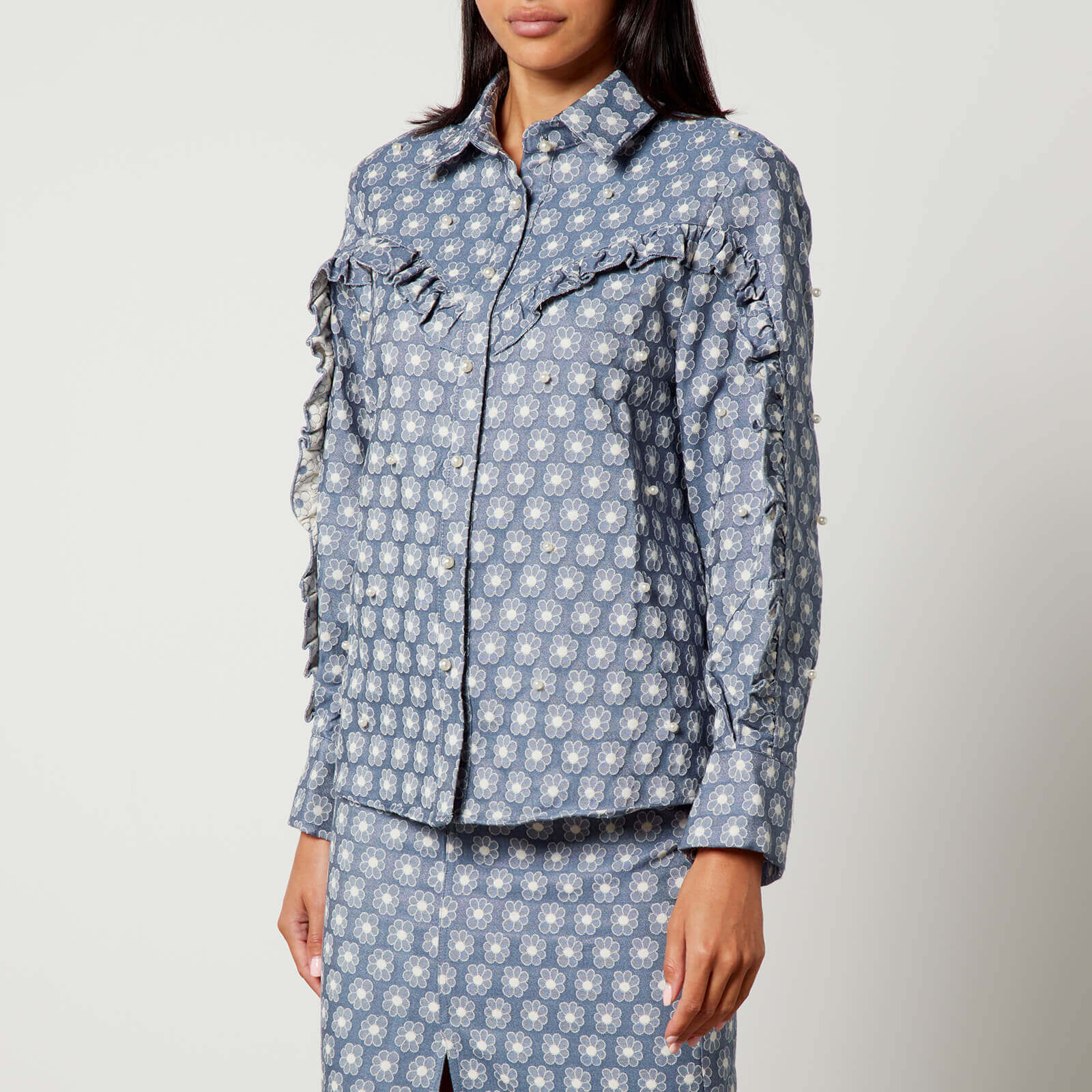 Sister Jane Daisy Denim Pearl Shirt - S/UK 8 von sister jane