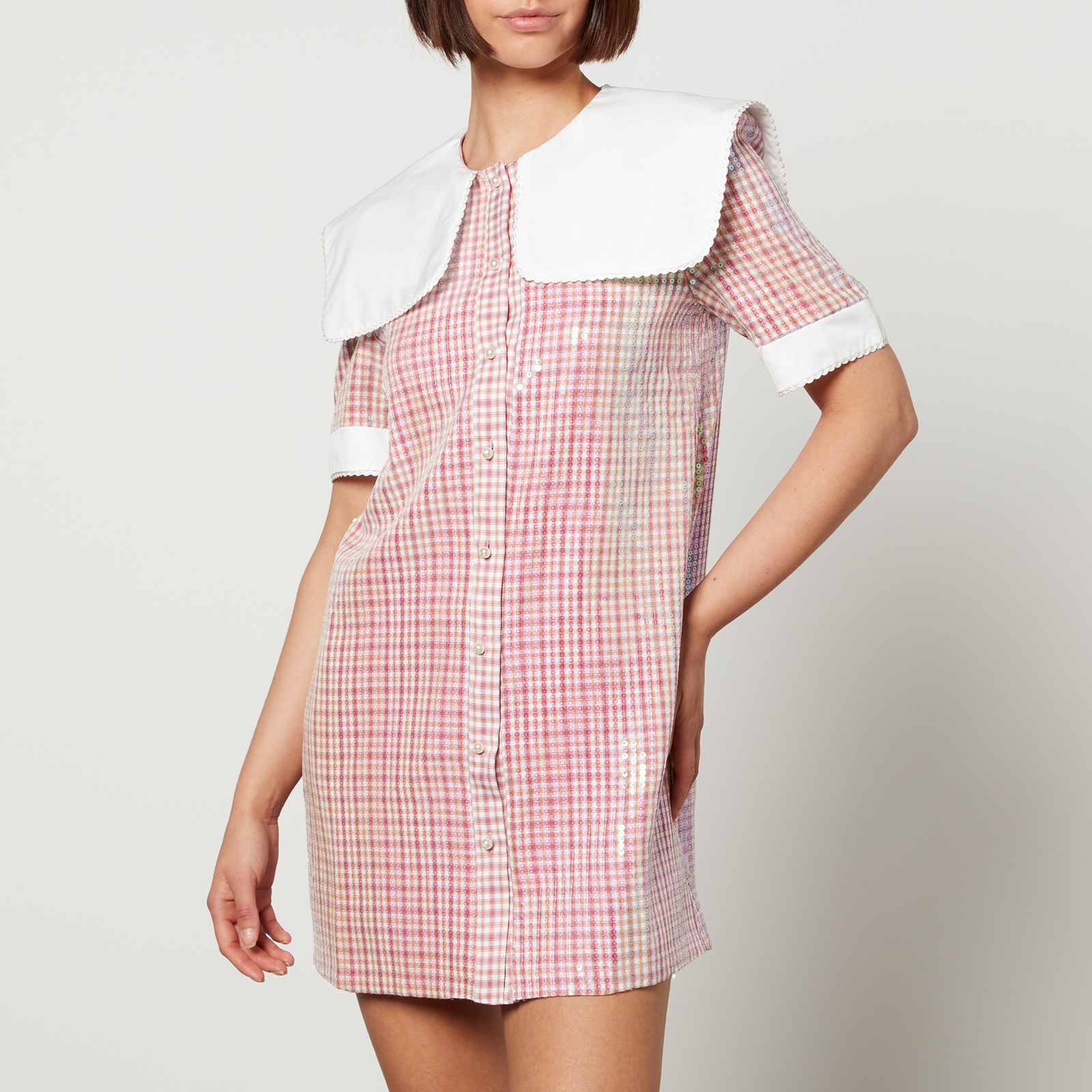 Sister Jane Toffee Sequin Checked Mini Dress - M/UK 10 von sister jane