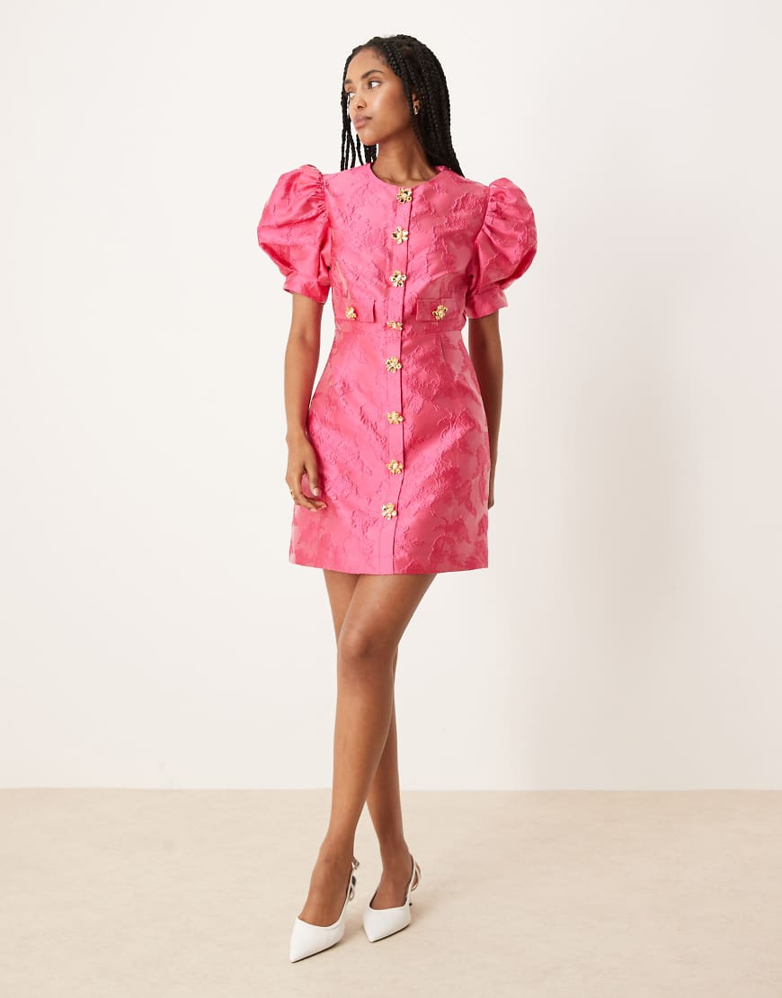 Sister Jane x ASOS - Anemone - Minikleid in Fuchsia mit Jacquard-Muster-Rosa von sister jane
