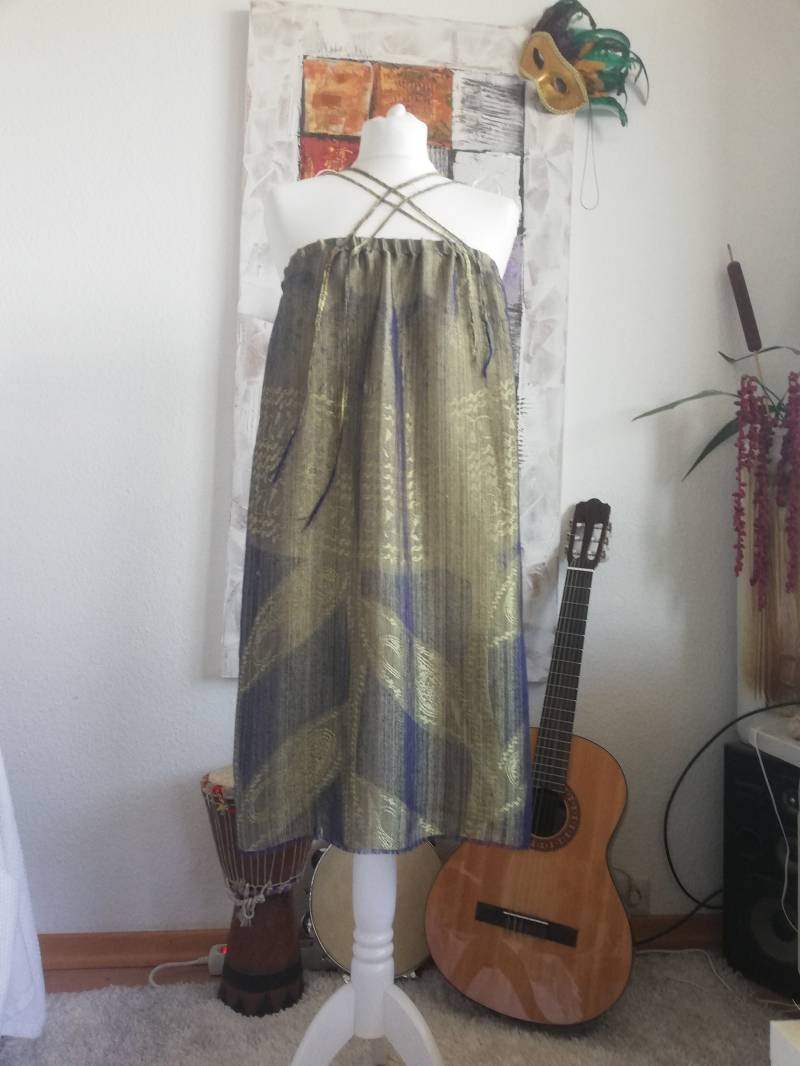 Boho Kleid Gold-Schwarz/Upcycled Design/M/Unikat/Außergewöhnlich, Einzigartig/Nachhaltig/Slow Zero Waste Fashion/Festival Hippie/Handmade Boho Kleid Gold-Schwarz/Upcycled Design/M/Unikat/Außergewöhnlich, Einzigartig/Nachhaltig/Slow Zero Waste Fashion/Festival Hippie/Handmade von siterrafashion