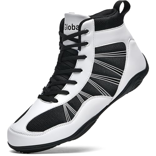 situkeke BoxenSchuhe Herren High Top Ringerschuhe rutschfeste Kampfsportschuhe Atmungsaktiv Professionelle Training Boxen Stiefel Unisex Schwarz Weiß 40 EU von situkeke