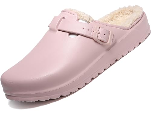situkeke Damen Clogs Pantoletten Herren Plüsch Gefüttert Warme Hausschuhe Pantoffeln Leicht Gartenschuhe,Pink EU36 von situkeke