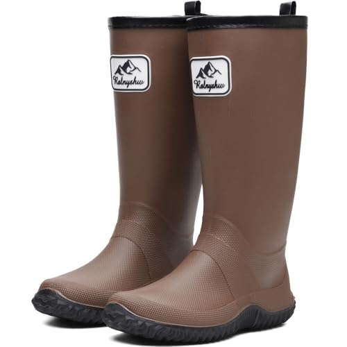 situkeke Gummistiefel Damen Gartenarbeit Mode Outdoor Boots Federleichte Wasserdichte Herren Regenschuhe Brown 42/43 EU von situkeke