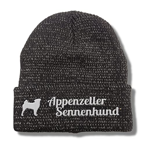 siviwonder Appenzeller Sennenhund reflektierende Mütze Stickerei Hund Winter Strickmütze reflex Beanie warm von siviwonder