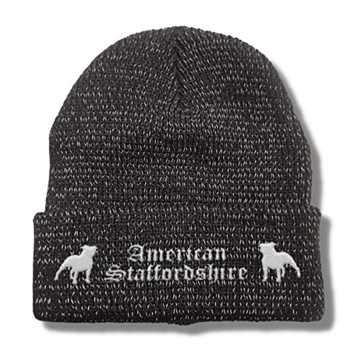 siviwonder Bad American Staffordshire reflektierende Mütze Stickerei Hund Winter Strickmütze reflex Beanie warm von siviwonder