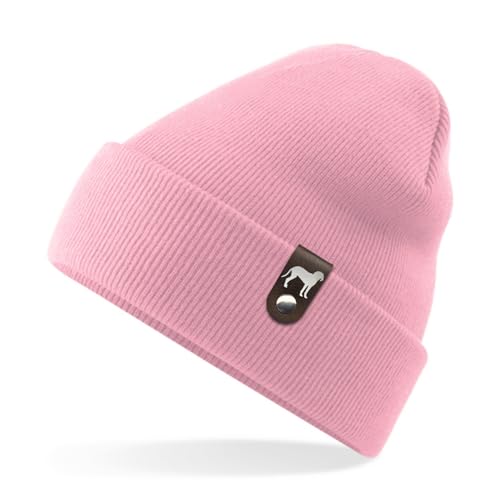 siviwonder Bayerischer Gebirgsschweißhund Mütze Patch Leder Gassi Beanie Strickmütze Warm Herren Damen BGS Farbe Rosa von siviwonder