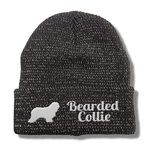 siviwonder Bearded Collie reflektierende Mütze Stickerei Hund Winter Strickmütze reflex Beanie warm von siviwonder