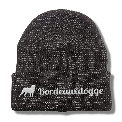 siviwonder Bordeauxdogge reflektierende Mütze Stickerei Hund Winter Strickmütze reflex Beanie warm von siviwonder