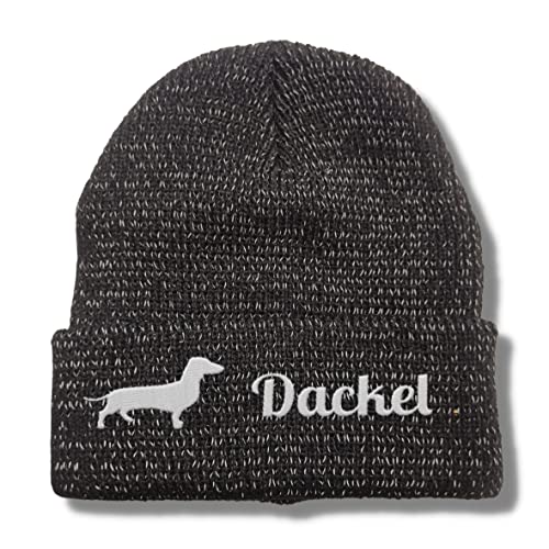 siviwonder Dackel Mädel reflektierende Mütze Stickerei Hund Winter Strickmütze reflex Beanie warm von siviwonder