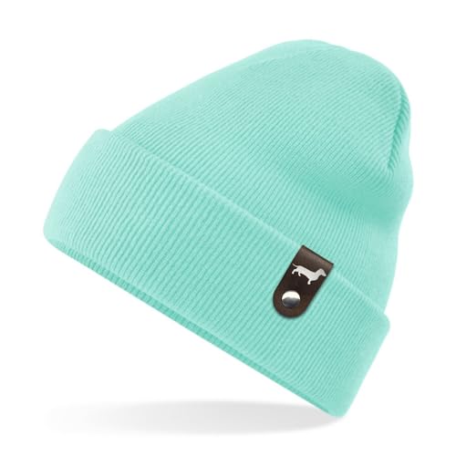 siviwonder Dackel Mütze mit Patch Teckel Gassi Beanie Strickmütze Witzig Spruch Warm Herren Damen Herbst Hund Farbe Mintgrün von siviwonder