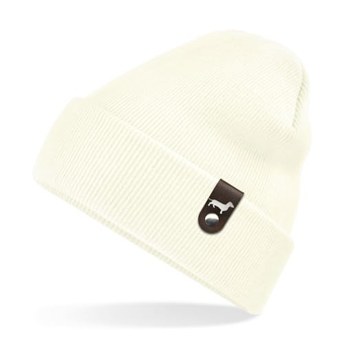 Dackel Mütze mit Patch Teckel Gassi Beanie Strickmütze Witzig Spruch Warm Herren Damen Herbst Hund Farbe SoftWhite von siviwonder