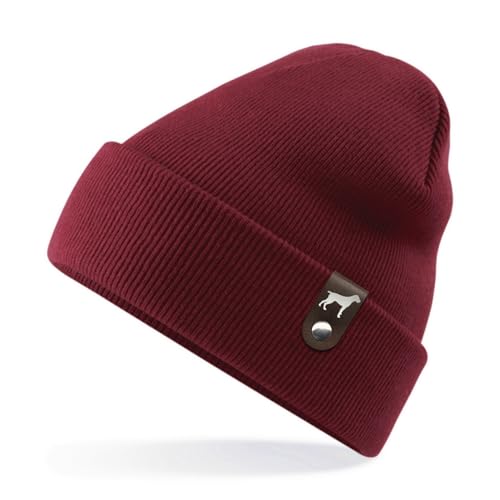 siviwonder Deutsch Drahthaar DD Mütze Patch Leder Gassi Beanie Strickmütze Warm Herren Damen Jagd Jäger Farbe Burgundy von siviwonder