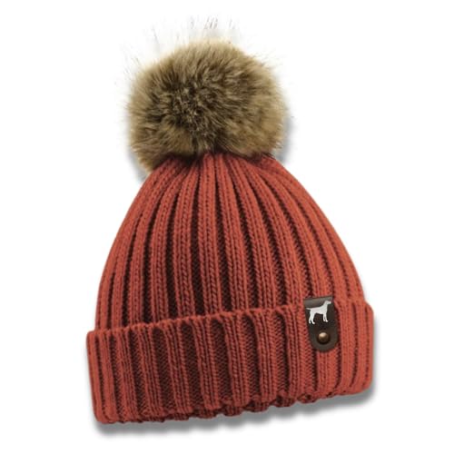 siviwonder Deutsch Kurzhaar Mütze Pompom Hunde Patch Gassi Beanie Strickmütze Bommel Warm Jagdhund German Farbe Rust von siviwonder