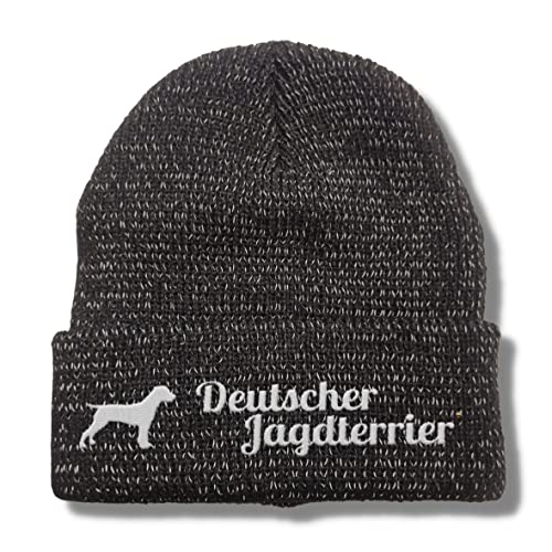 siviwonder Deutscher Jagdterrier reflektierende Mütze Stickerei Hund Winter Strickmütze reflex Beanie warm von siviwonder