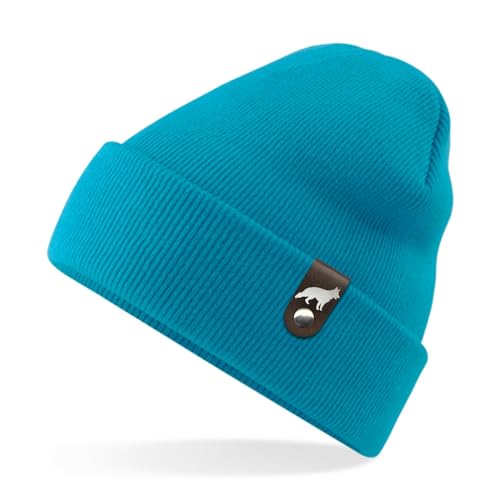 siviwonder Deutscher Schäferhund Mütze Patch Leder Gassi Beanie Strickmütze Warm Herren Damen Schäfer Farbe Teal von siviwonder
