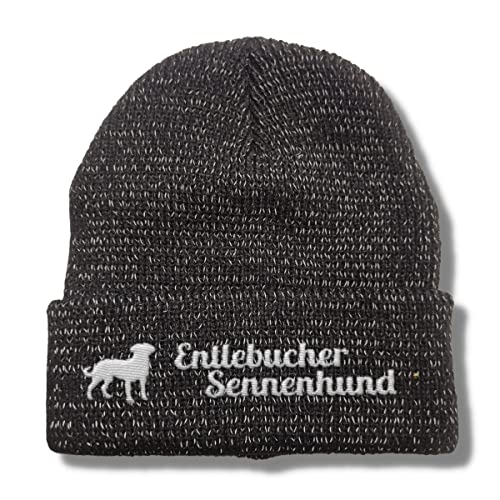 siviwonder Entlebucher Sennenhund reflektierende Mütze Stickerei Hund Winter Strickmütze reflex Beanie warm von siviwonder
