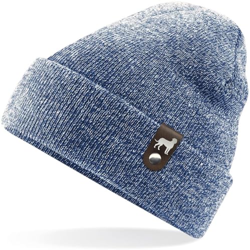 siviwonder Großer Schweizer Sennenhund Mütze Patch Leder Gassi Beanie Strickmütze Warm Herren Damen Hund Farbe HeatherNavy von siviwonder
