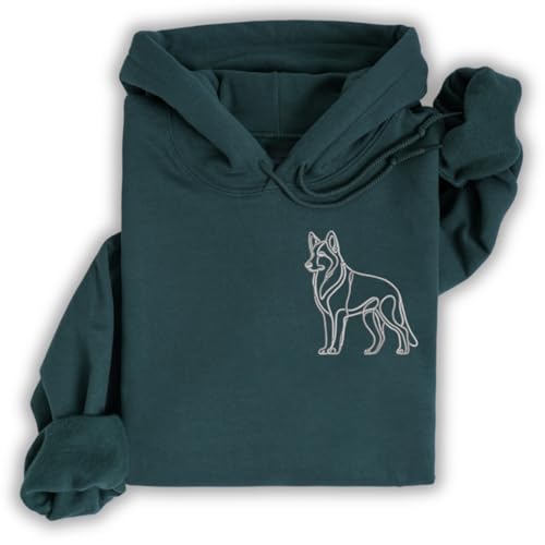 siviwonder Hoodie Schäferhund Deutscher gestickt Hund wählbare Stickerei kuschelig Stickerei personalisiert K9 Farbe Petrol, Größe 4XL von siviwonder