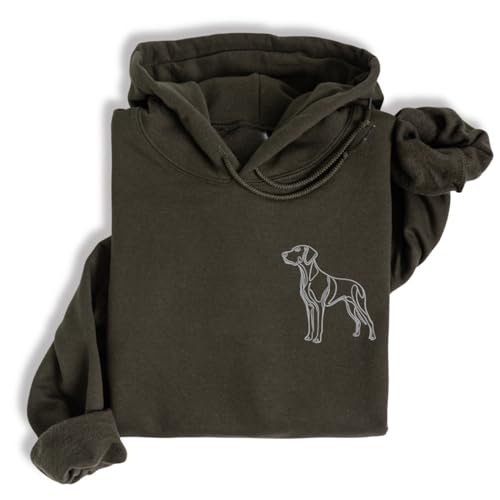 siviwonder Hoodie Weimaraner Weim gestickt Hund wählbare Stickerei kuschelig Stickerei personalisiert Farbe Dark Grey, Größe 4XL von siviwonder