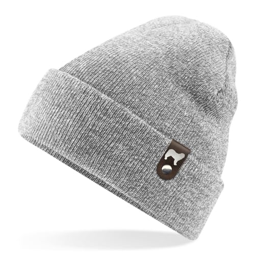 siviwonder Kaukasischer Owtscharka Mütze Patch edel Leder Gassi Beanie Strickmütze Warm Herren Damen Farbe Grey Heather von siviwonder