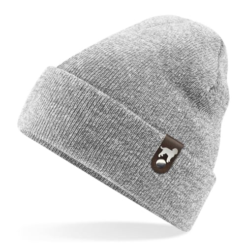 siviwonder Lagotto Romagnolo Mütze Patch Leder Gassi Beanie Strickmütze Warm Herren Damen Trüffelhund Italien Farbe Grey Heather von siviwonder