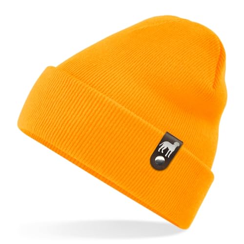 siviwonder Magyar Vizsla Mütze Patch Leder Gassi Beanie Strickmütze Warm Herren Damen Ungarn Pointer Farbe Neonorange von siviwonder