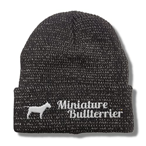 siviwonder Mini Bullterrier reflektierende Mütze Stickerei Hund Winter Strickmütze reflex Beanie warm von siviwonder