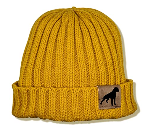 siviwonder Mütze Boxer Deutscher Gassi Beanie Strickmütze Witzig Spruch Warm Herren Damen Herbst Hund Farbe Mustard von siviwonder